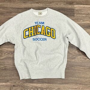 Vintage 90s Lee Cross Grain Team Chicago Soccer Crewneck Sweatshirt Gray